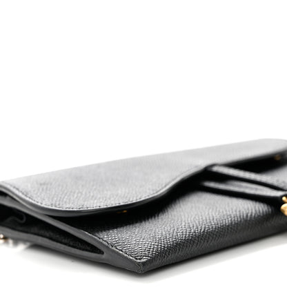Christian Dior Grained Calfskin Saddle Chain Wallet Pouch Black 10 of 12