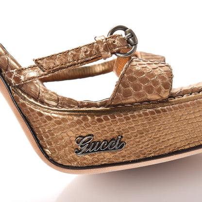 Gucci Metallic Python Platfrom Sandals 10.5 Gold 12 of 15