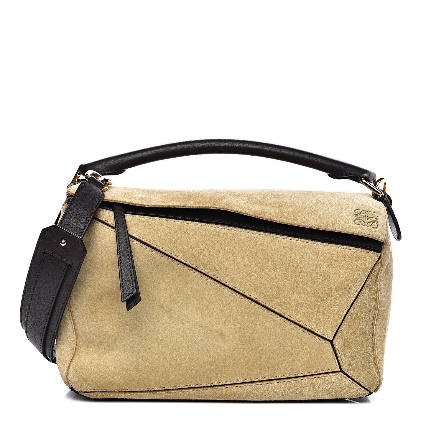 Suede Medium Puzzle Bag Gold