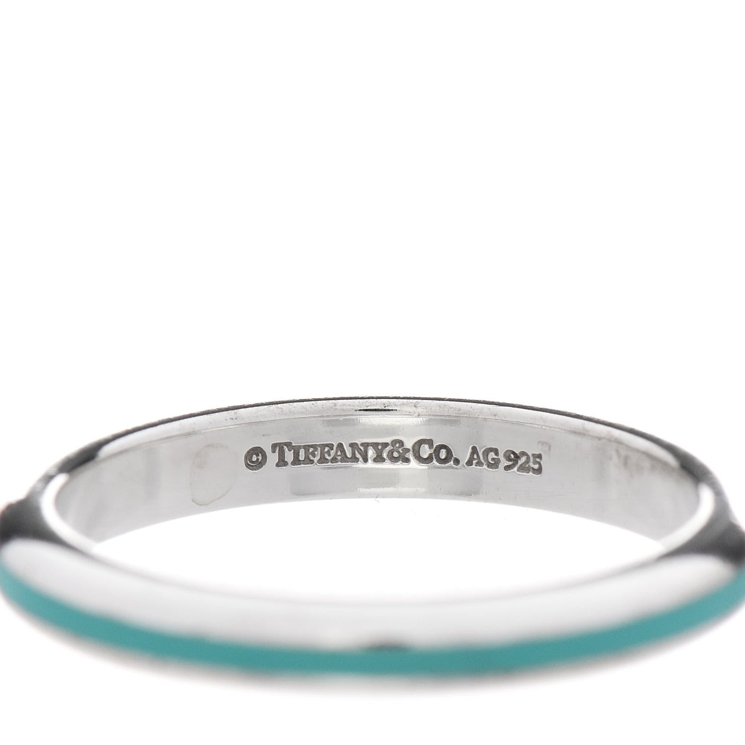 Tiffany Sterling Silver Enamel Stackable Ring Blue 58 8.5 3 of 4