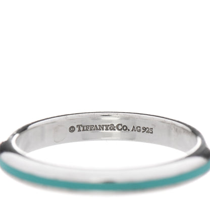 Tiffany Sterling Silver Enamel Stackable Ring Blue 58 8.5 3 of 4