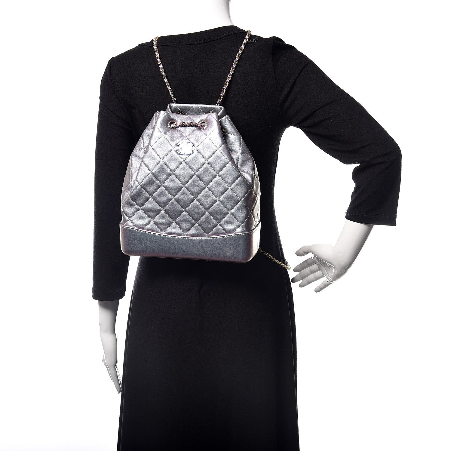 Chanel Iridescent Lambskin Calfskin Quilted Gabrielle Backpack Light Purple 2 of 10