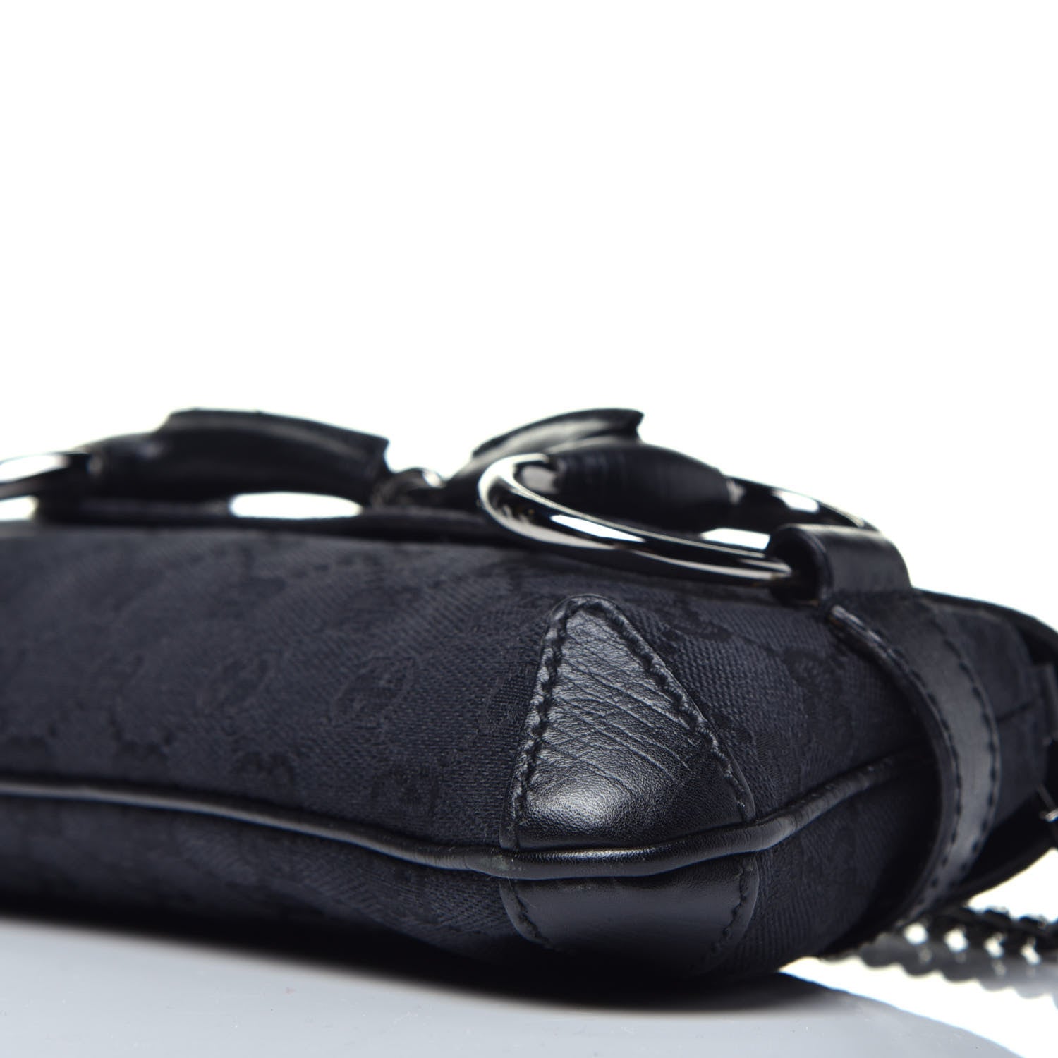 Gucci Monogram Horsebit Chain Clutch Black 9 of 9