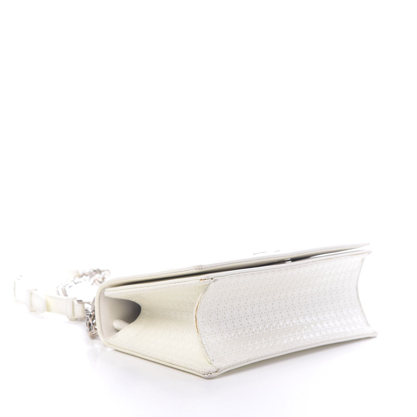 Patent Micro-Cannage Small Diorama Flap Bag White
