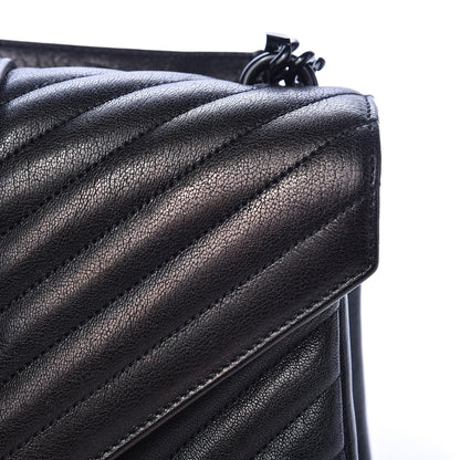Saint Laurent Sheepskin Matelasse Chevron Monogram Medium College Bag Black 12 of 16
