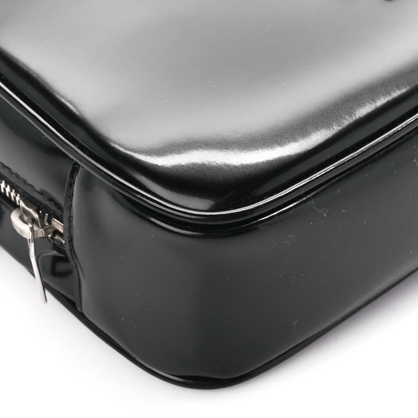 Shiny Calfskin Monogram Mini Lou Camera Bag Black
