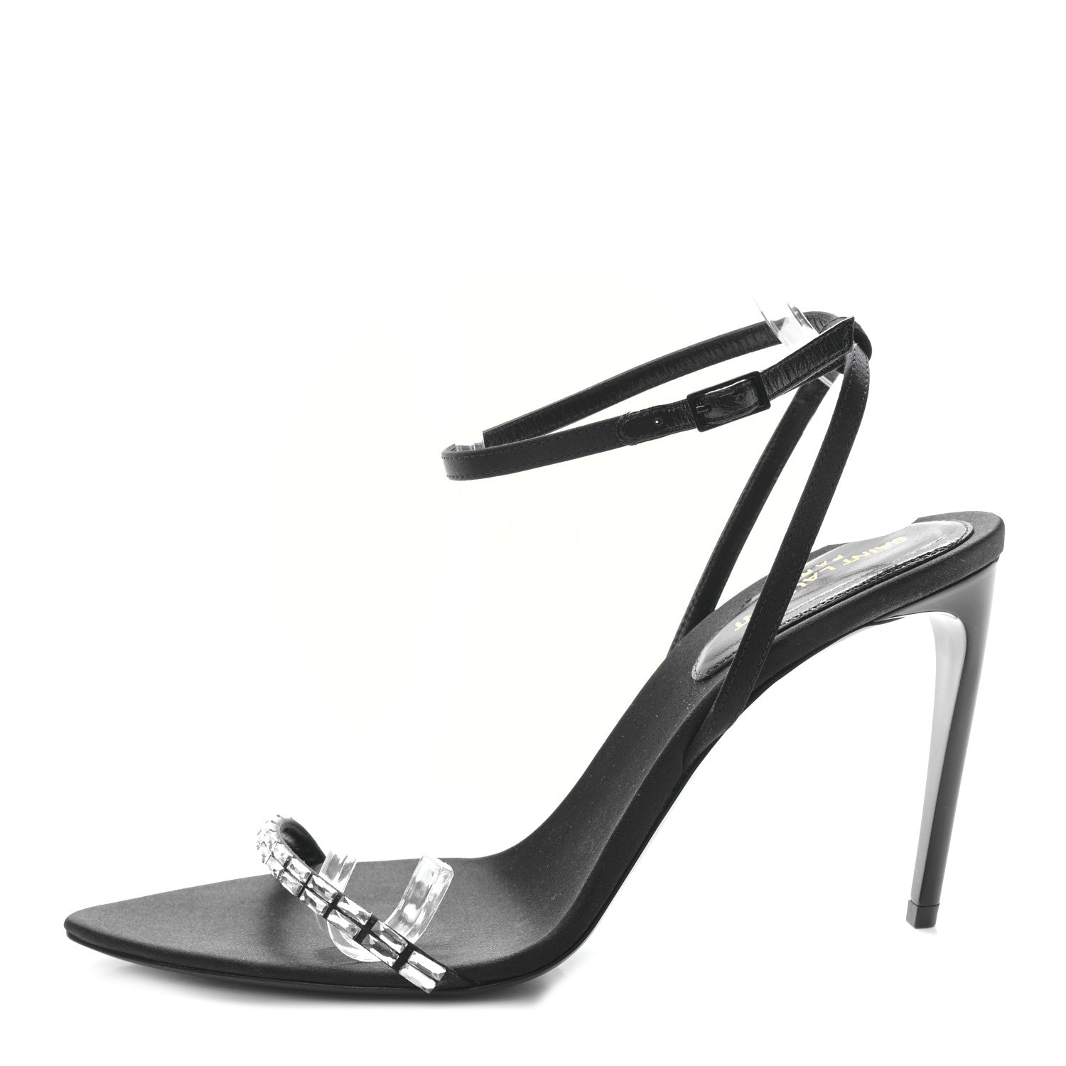 Saint Laurent Silk Embellished Sandals 36.5 Black 1 of 7