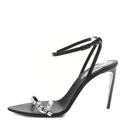 Saint Laurent Silk Embellished Sandals 36.5 Black 1 of 7