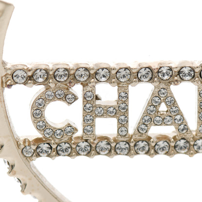 Chanel Crystal Logo Hoop Earrings Gold 5 of 7