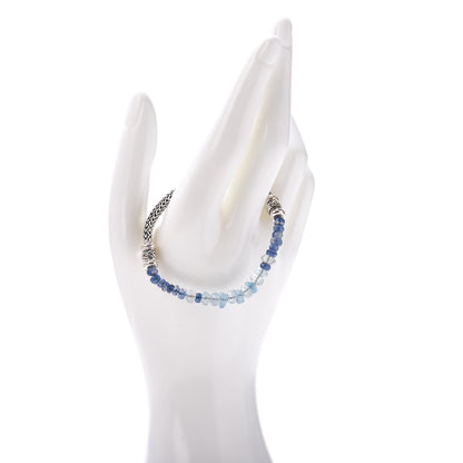 John Hardy Sterling Silver Aquamarine Kyanite Beaded Classic Chain Bracelet 2 of 4