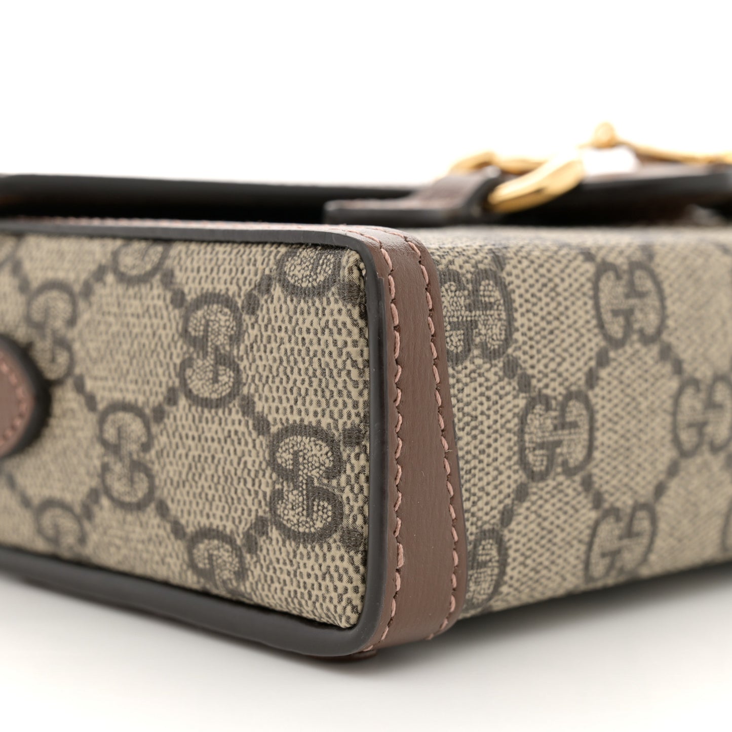 GG Supreme Monogram Mini Horsebit 1955 Shoulder Bag Beige Brown Sugar