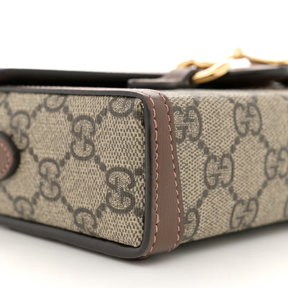 Gucci GG Supreme Monogram Mini Horsebit 1955 Shoulder Bag Beige Brown Sugar 9 of 11