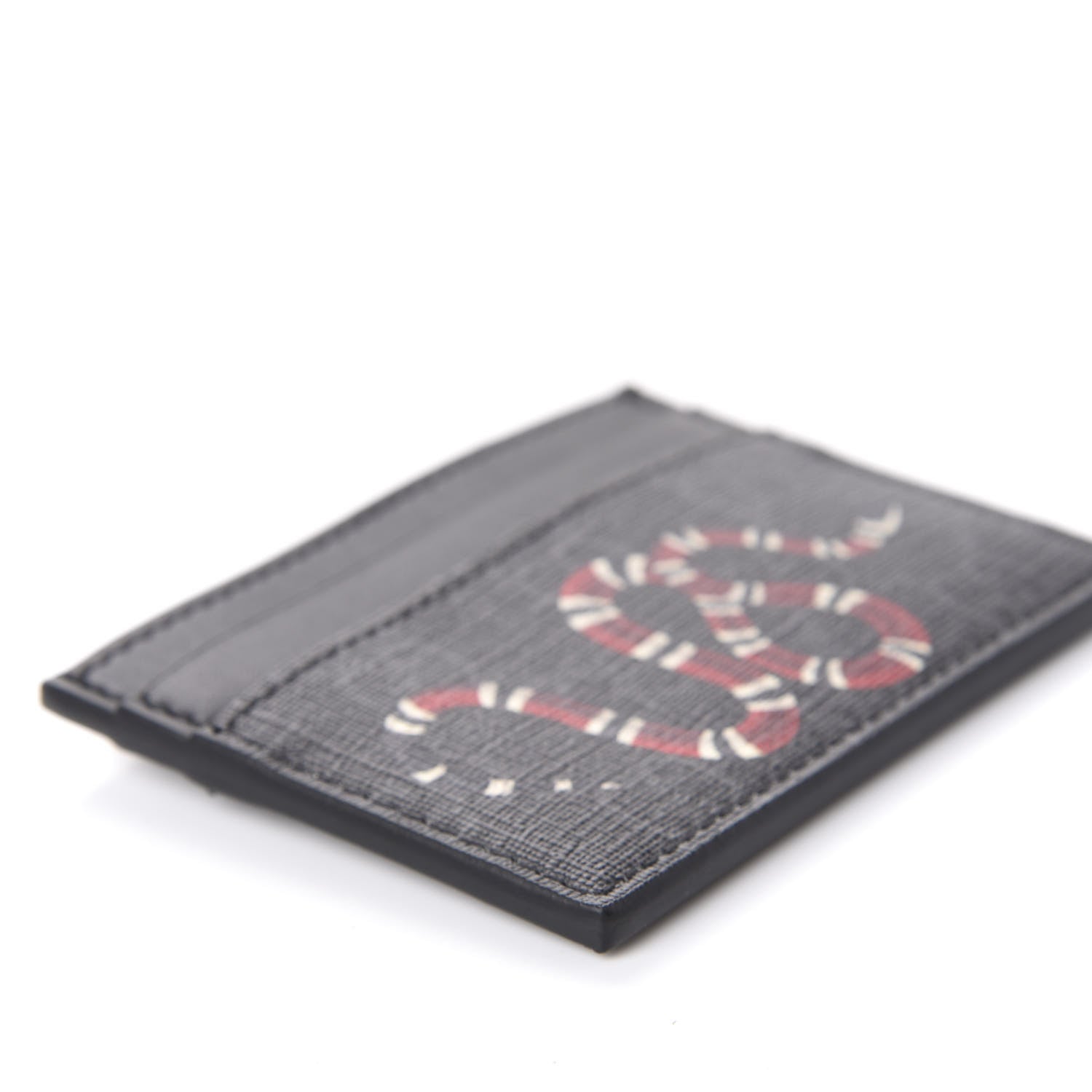 Gucci GG Supreme Monogram Kingsnake Card Holder Black Grey 7 of 8