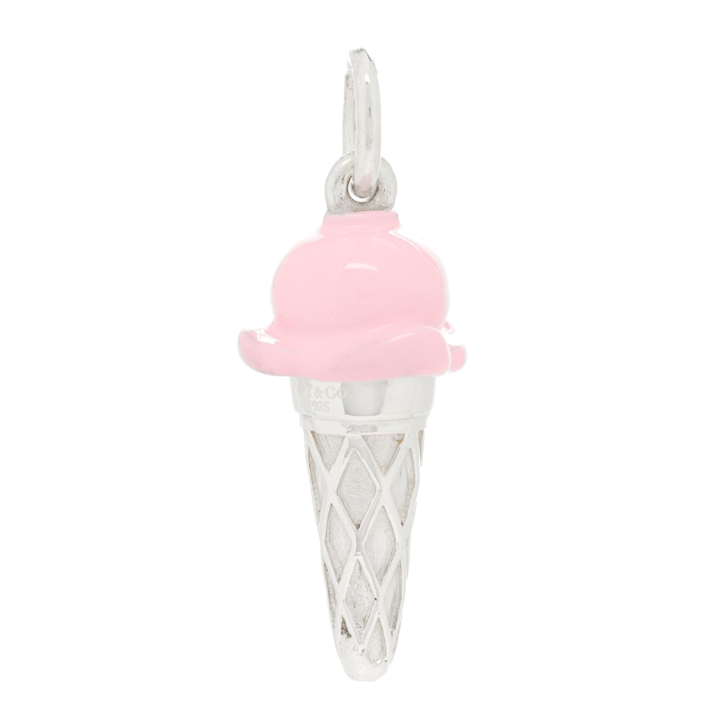 Tiffany Sterling Silver Enamel Ice Cream Cone Charm Pink 2 of 3