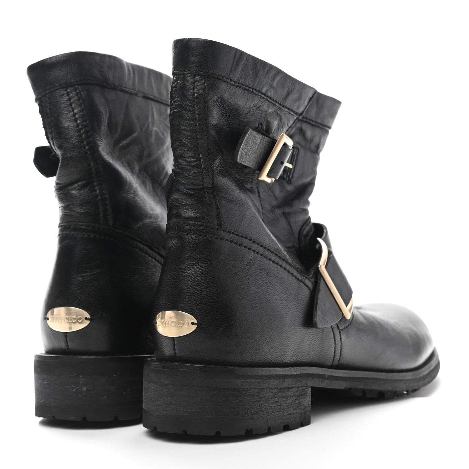 Jimmy Choo Lambskin Biker Boots 38 Black 4 of 8