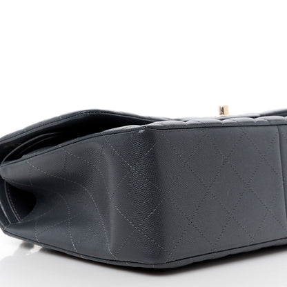 Chanel Caviar Quilted Jumbo Double Flap Dark Grey 10 of 11