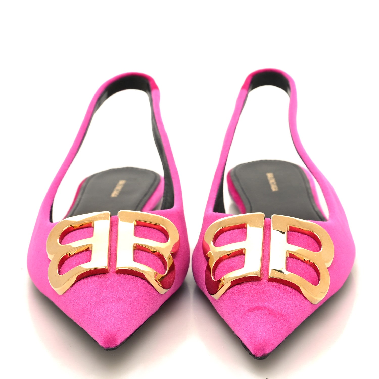 Balenciaga Velvet BB Knife Pointy Toe Slingback Flats 36 Pink 2 of 8