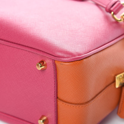 Prada Saffiano Lux Petite Bowler Fuchsia Papaya 12 of 15