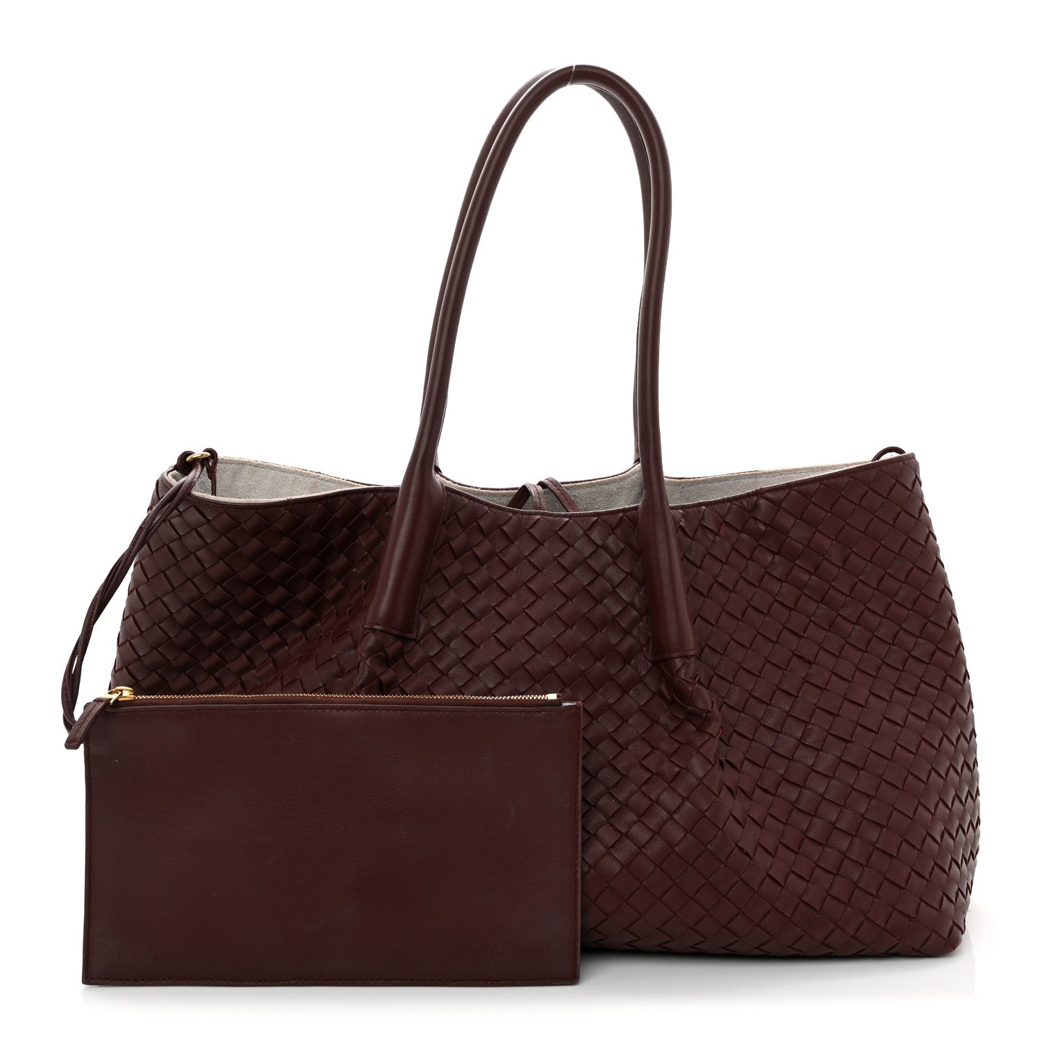 Bottega Veneta Calfskin Intrecciato Pinacoteca Reversible Tote Madder Brown Lunar 3 of 11