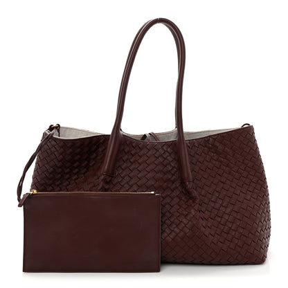 Bottega Veneta Calfskin Intrecciato Pinacoteca Reversible Tote Madder Brown Lunar 3 of 11