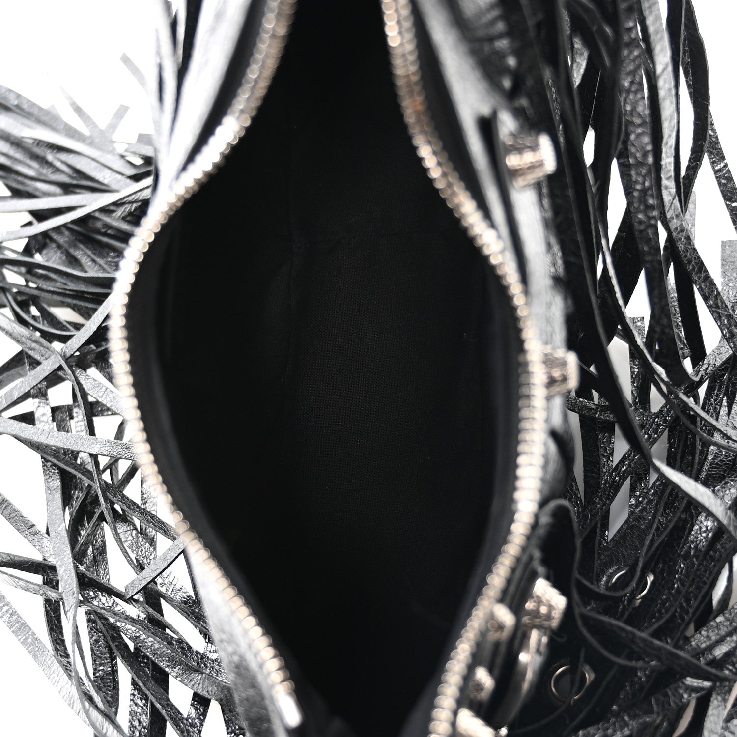 Balenciaga Agneau Arena Le Cagole Fringe Shoulder Bag XS Black 6 of 11