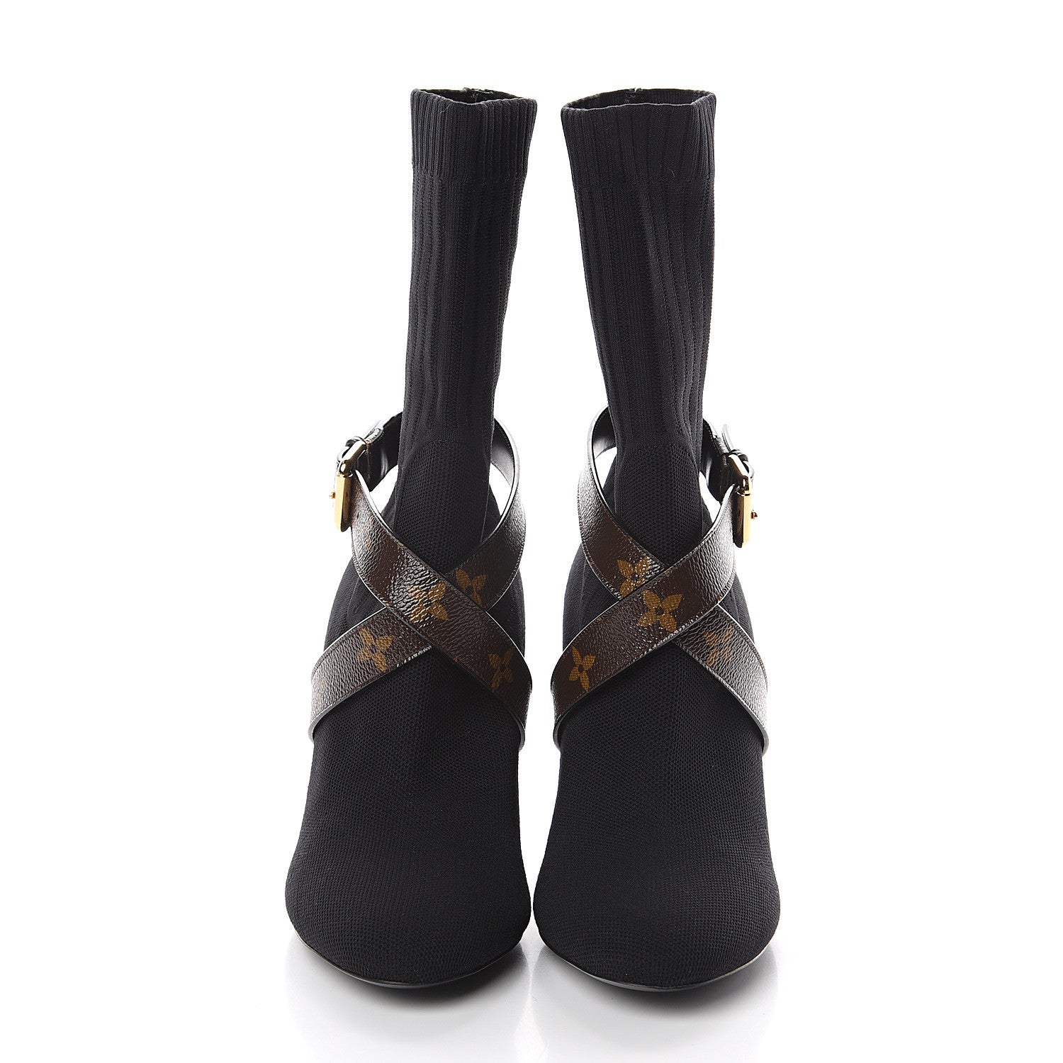 Louis Vuitton Monogram Stretch Fabric Silhouette Ankle Boots 38 Black 2 of 6