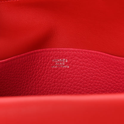 Hermes Taurillon Clemence Halzan 25 Rouge De Coeur Rose Extreme 6 of 9