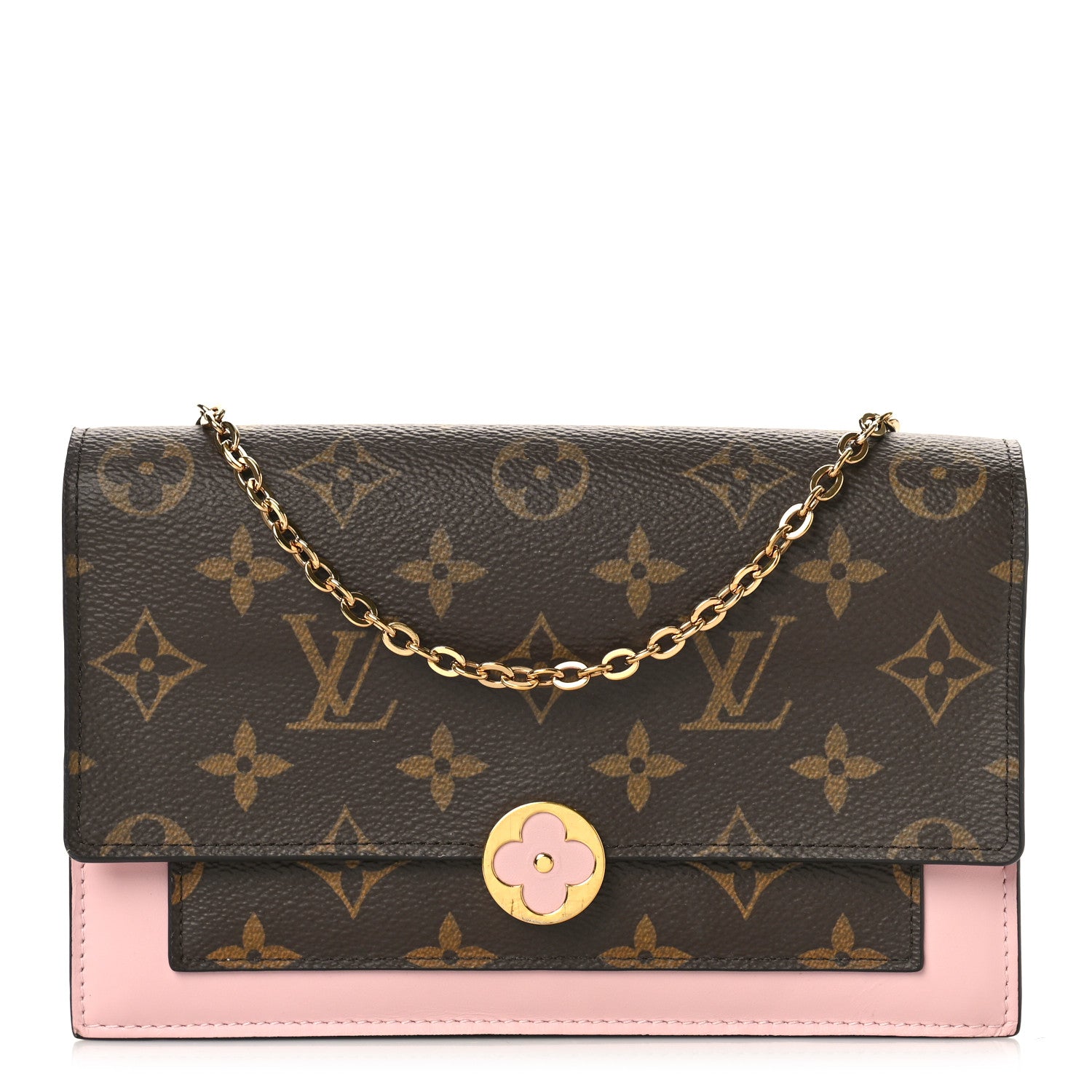 Louis Vuitton Monogram Flore Chain Wallet Rose Ballerine 1 of 8