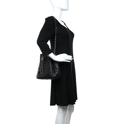 Chanel Lambskin Quilted Chain Drawstring Bag Black 2 of 12