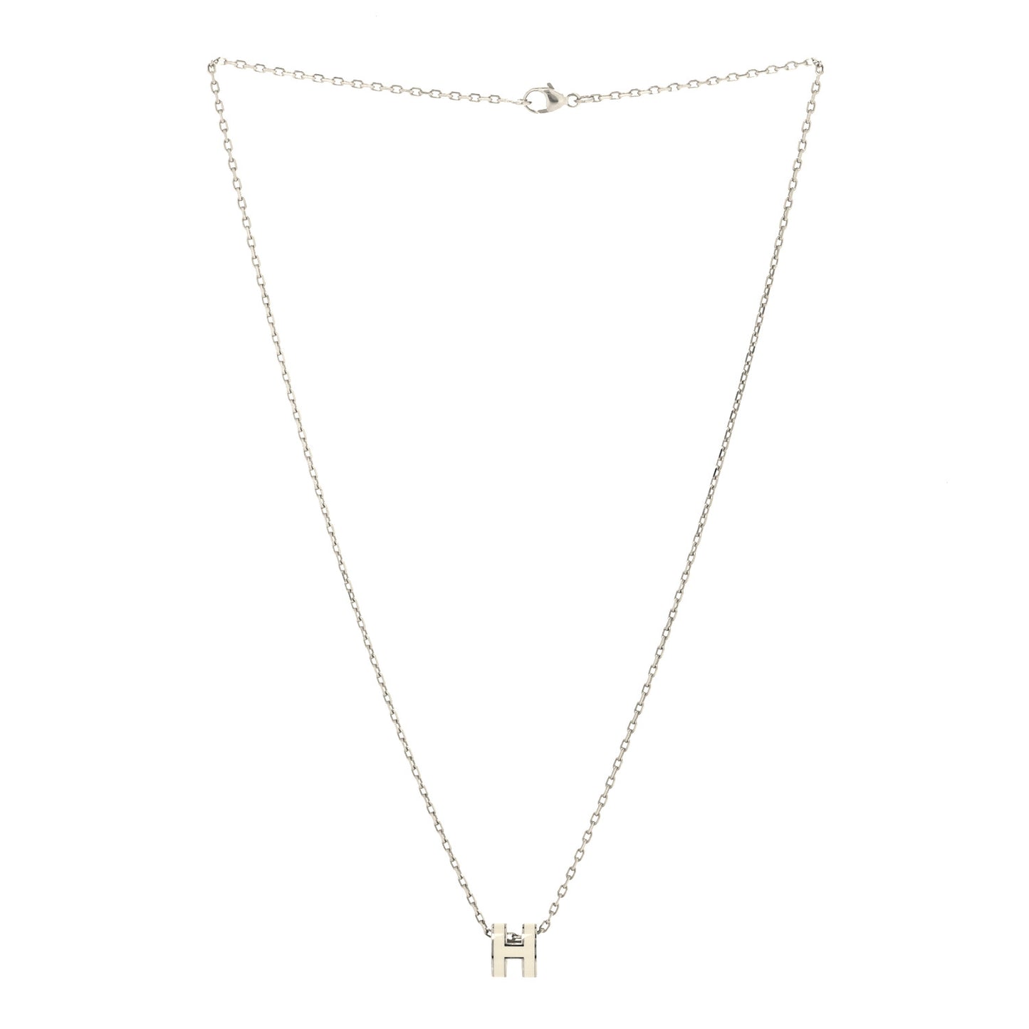Lacquered Palladium Mini Pop H Pendant Necklace White