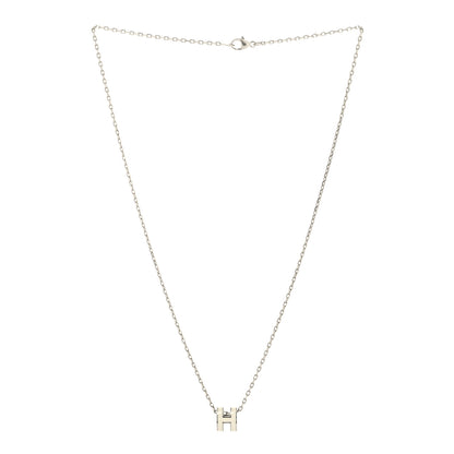 Hermes Lacquered Palladium Mini Pop H Pendant Necklace White 3 of 6