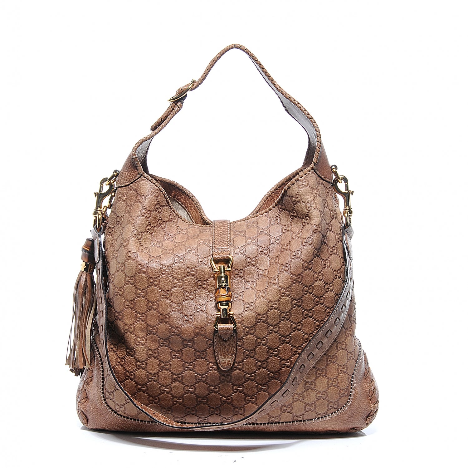 Gucci Guccissima Large New Jackie Hobo Natural Brown 1 of 7