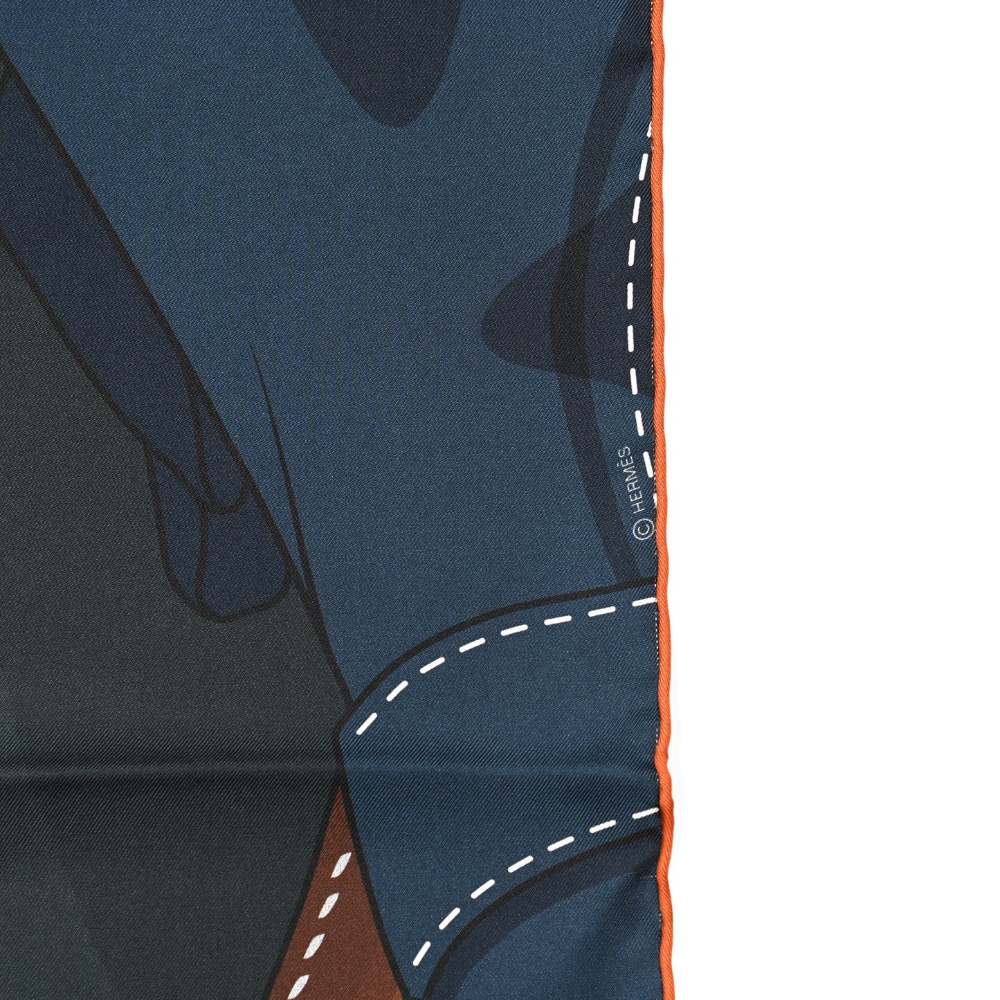 Silk Double Face Formula One Scarf 90 Vert De Gris Marine