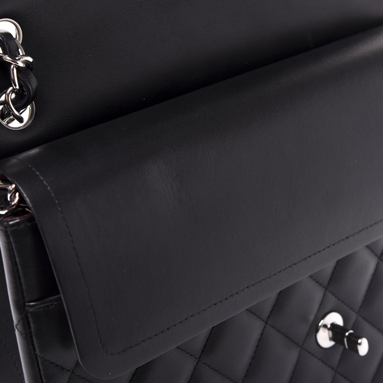 Chanel Lambskin Quilted Jumbo Double Flap Black 8 of 12