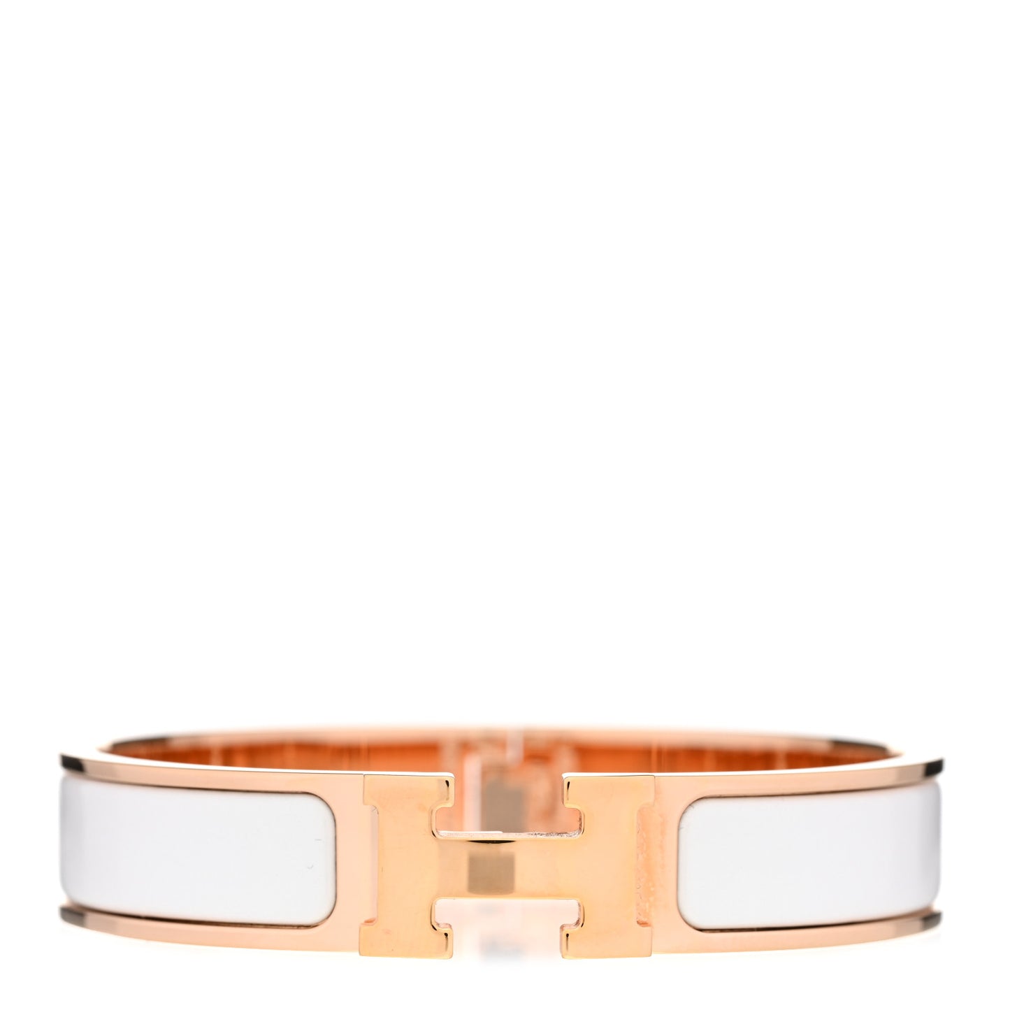 Enamel Narrow Clic Clac H Bracelet PM White
