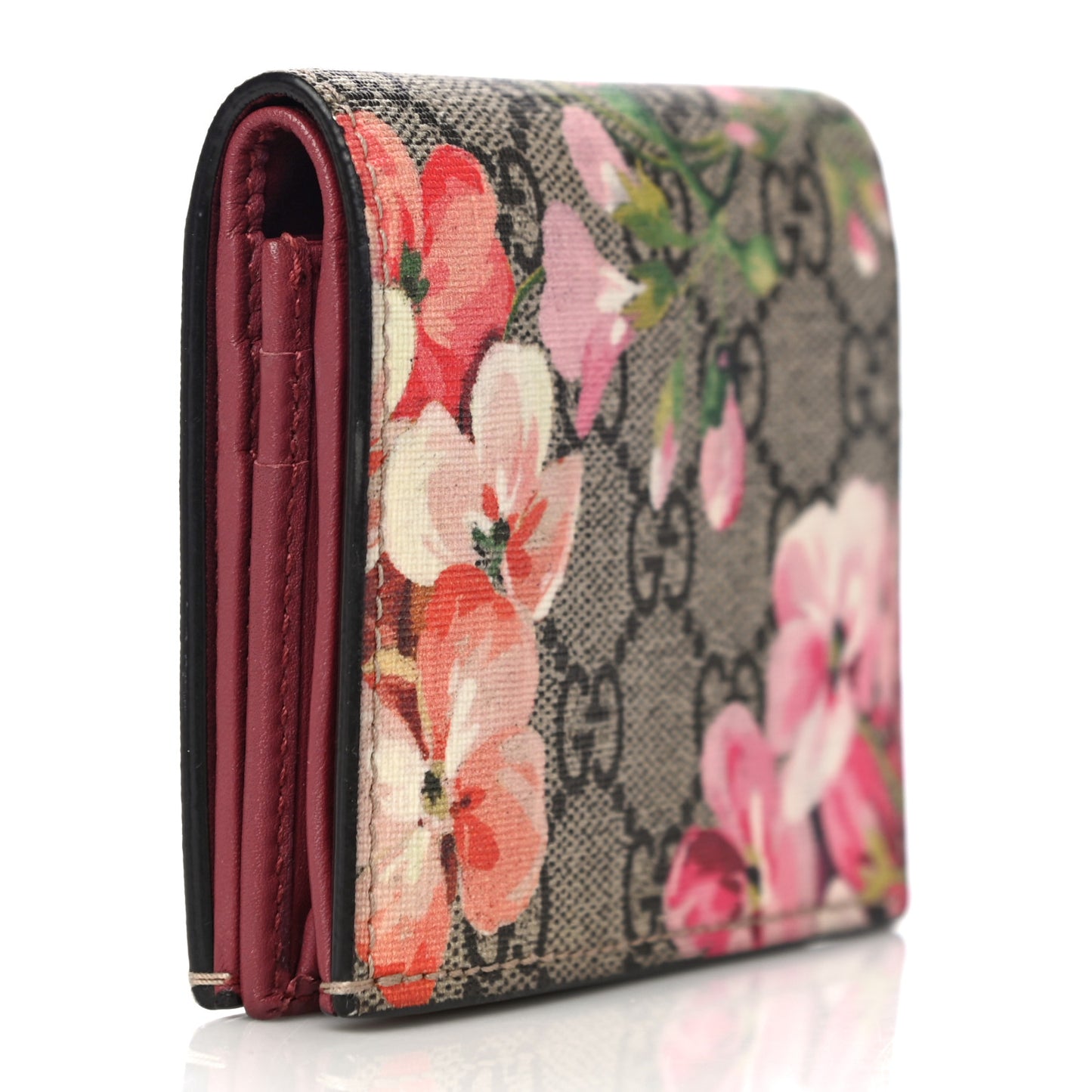 GG Supreme Monogram Blooms Card Case Beige Multicolor Dry Rose