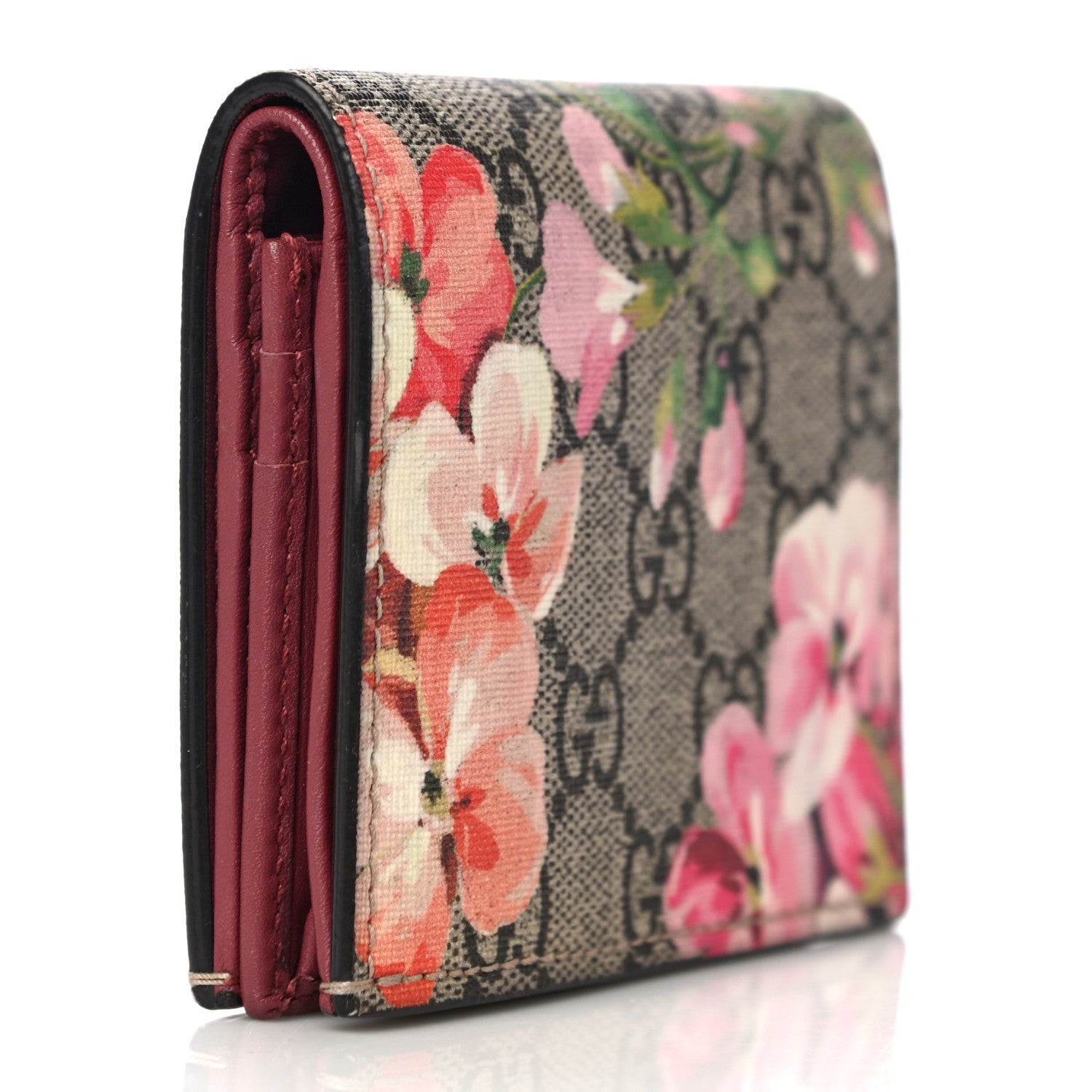 Gucci GG Supreme Monogram Blooms Card Case Beige Multicolor Dry Rose 3 of 13