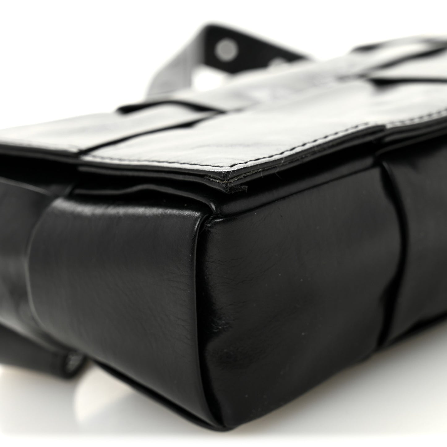 Paper Calfskin Intreccio Cassette Belt Bag Black