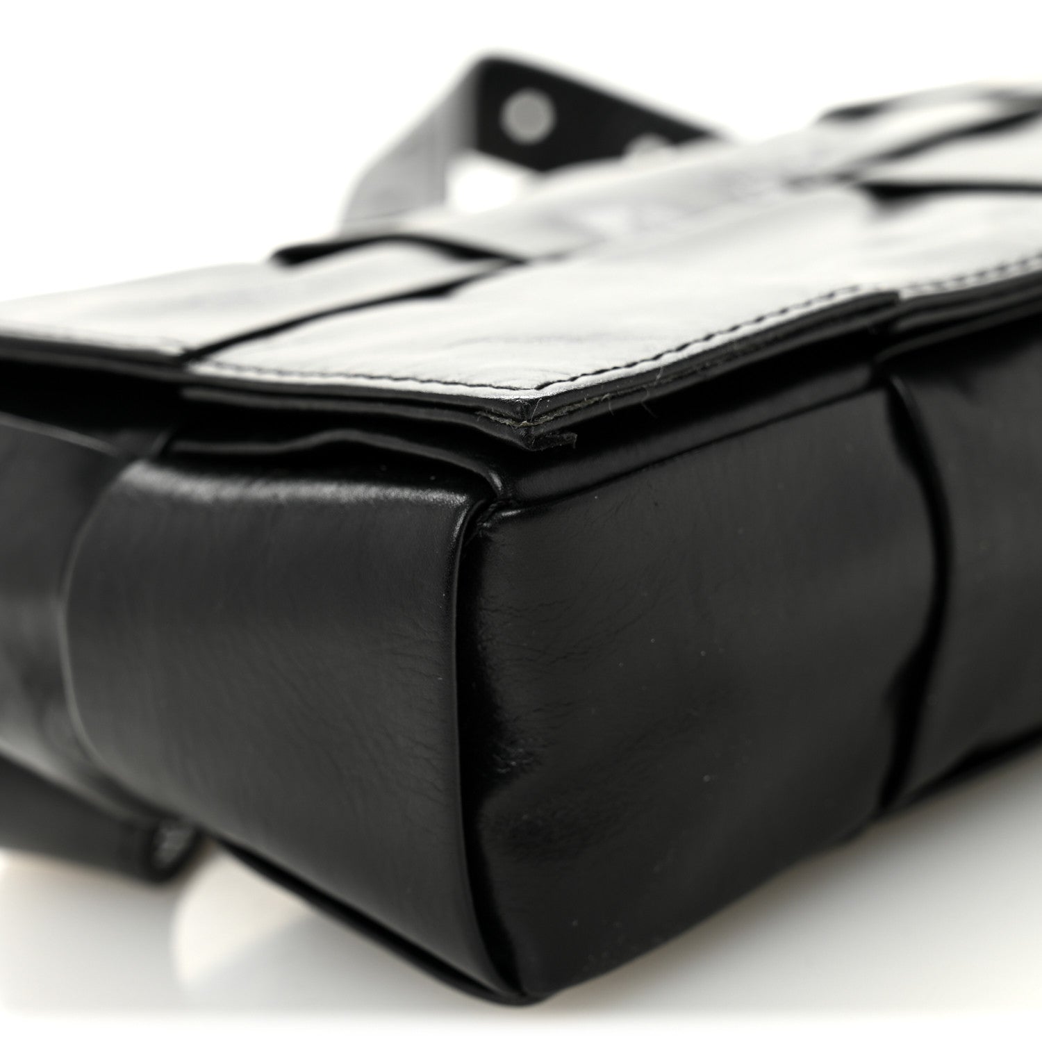 Bottega Veneta Paper Calfskin Intreccio Cassette Belt Bag Black 9 of 11
