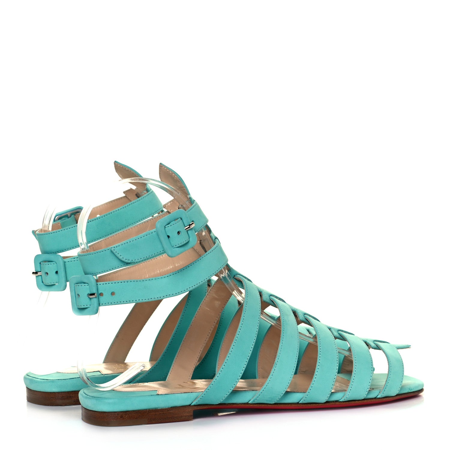 Christian Louboutin Calf Nubuck Neronna Flat Sandals 36.5 Aquamarine 4 of 10
