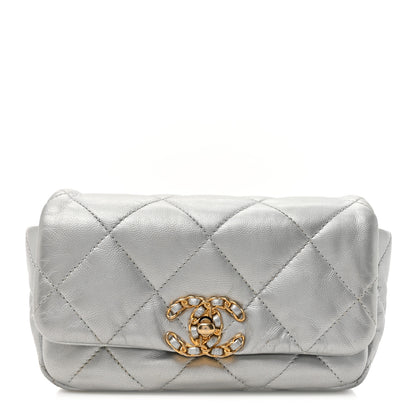 Chanel Metallic Goatskin Quilted Chanel 19 Waist Bag Silver 1 of 13