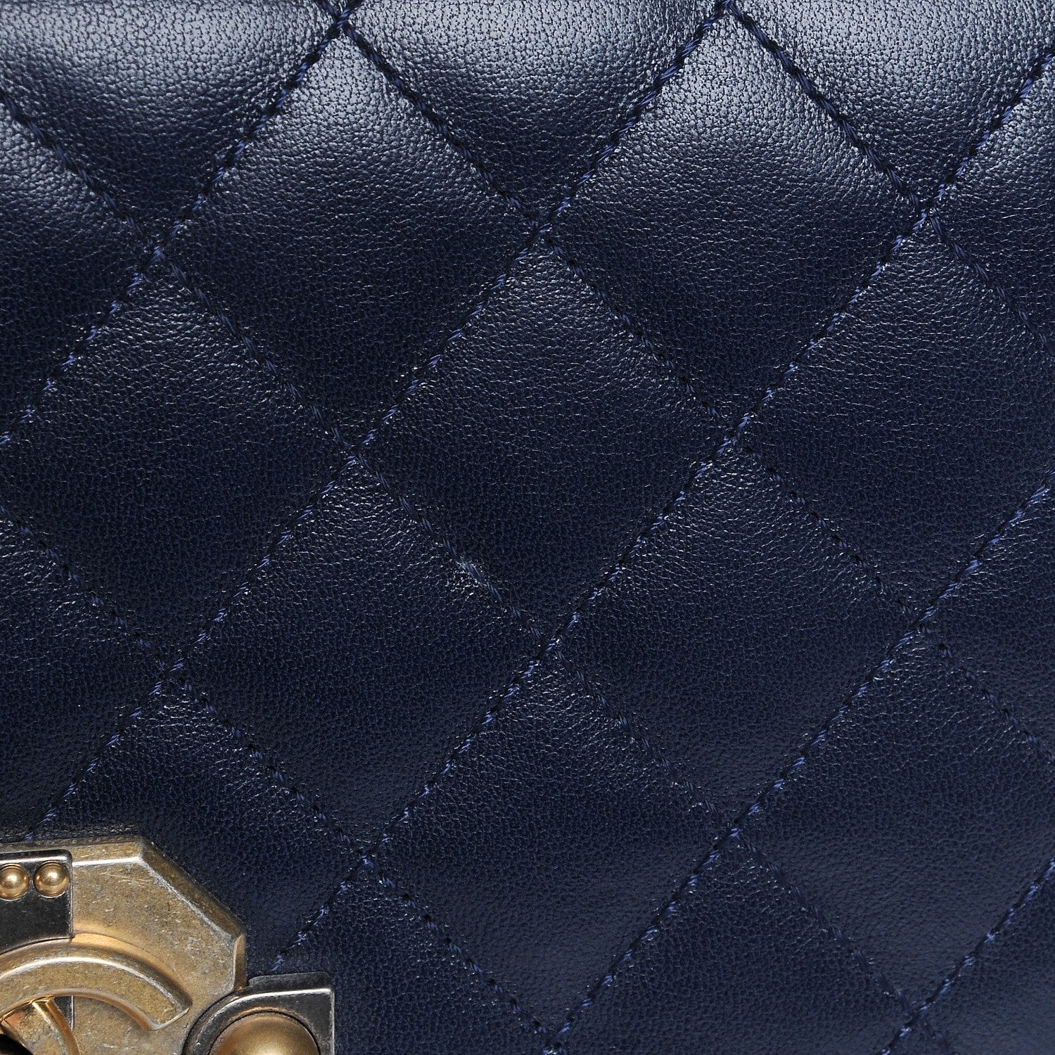 Chanel Lambskin Quilted Gold Metal Lock Flap Navy 8 of 8