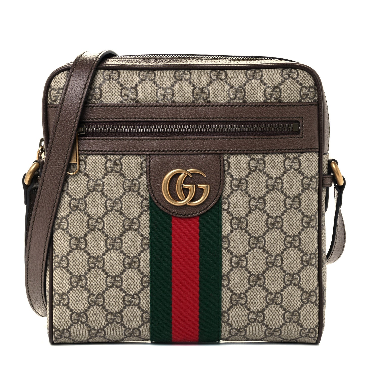 GG Supreme Monogram Web Small Ophidia Messenger Bag Brown