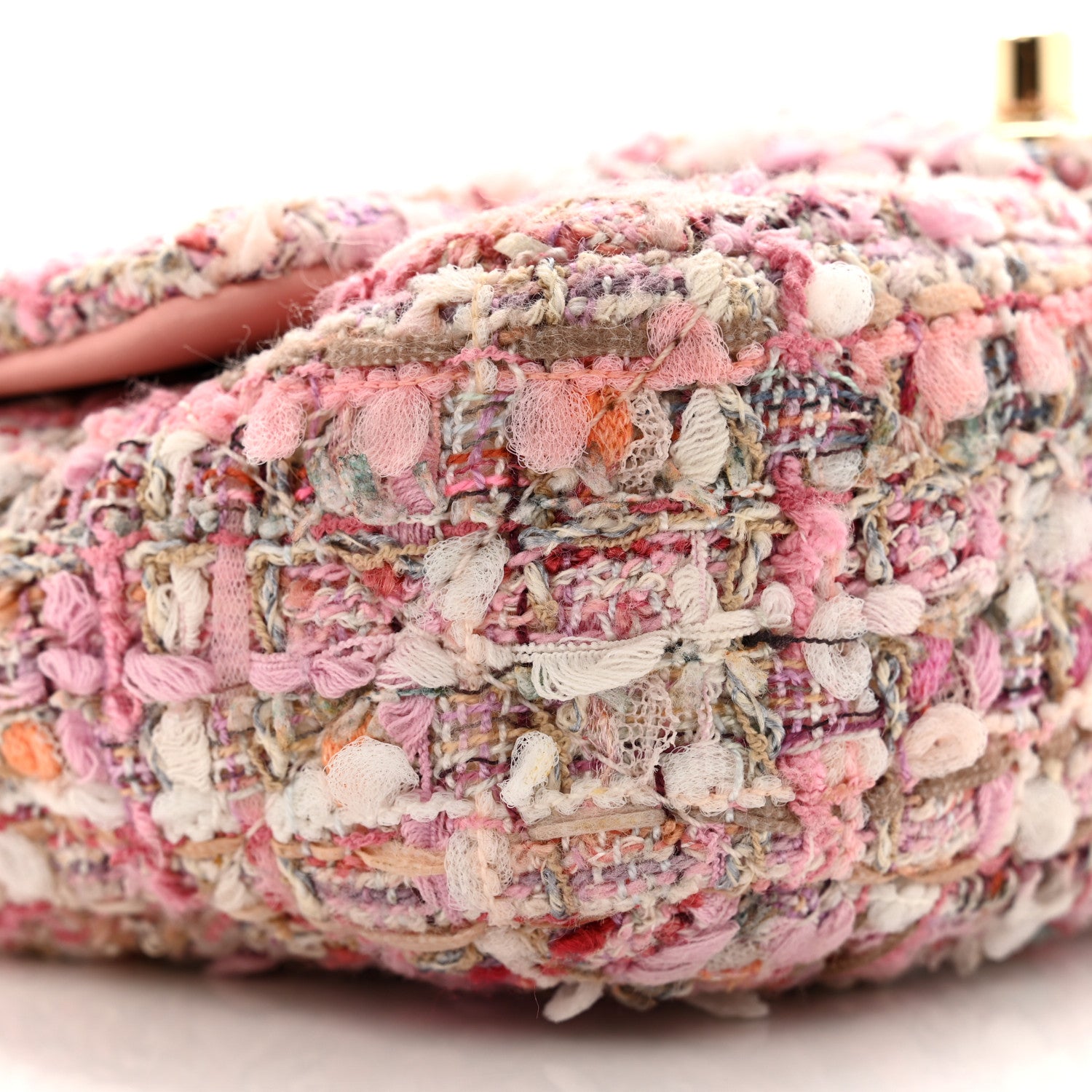 Chanel Tweed Mini Pearl Handle Flap Pink Beige Orange Ecru 9 of 12