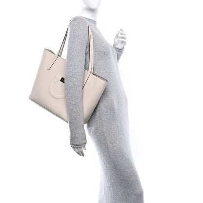 Salvatore Ferragamo Grainy Calfskin Medium Gancini Tote Bone 2 of 10