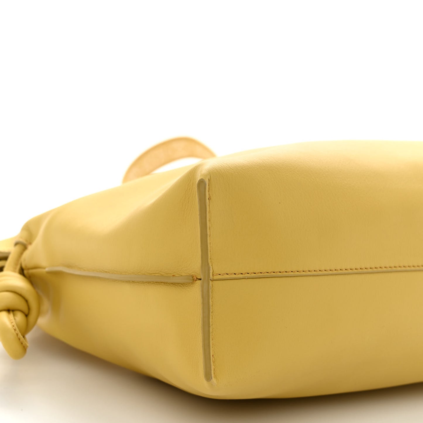 Calfskin Monochrome Flamenco Knot Clutch Pale Yellow Glaze