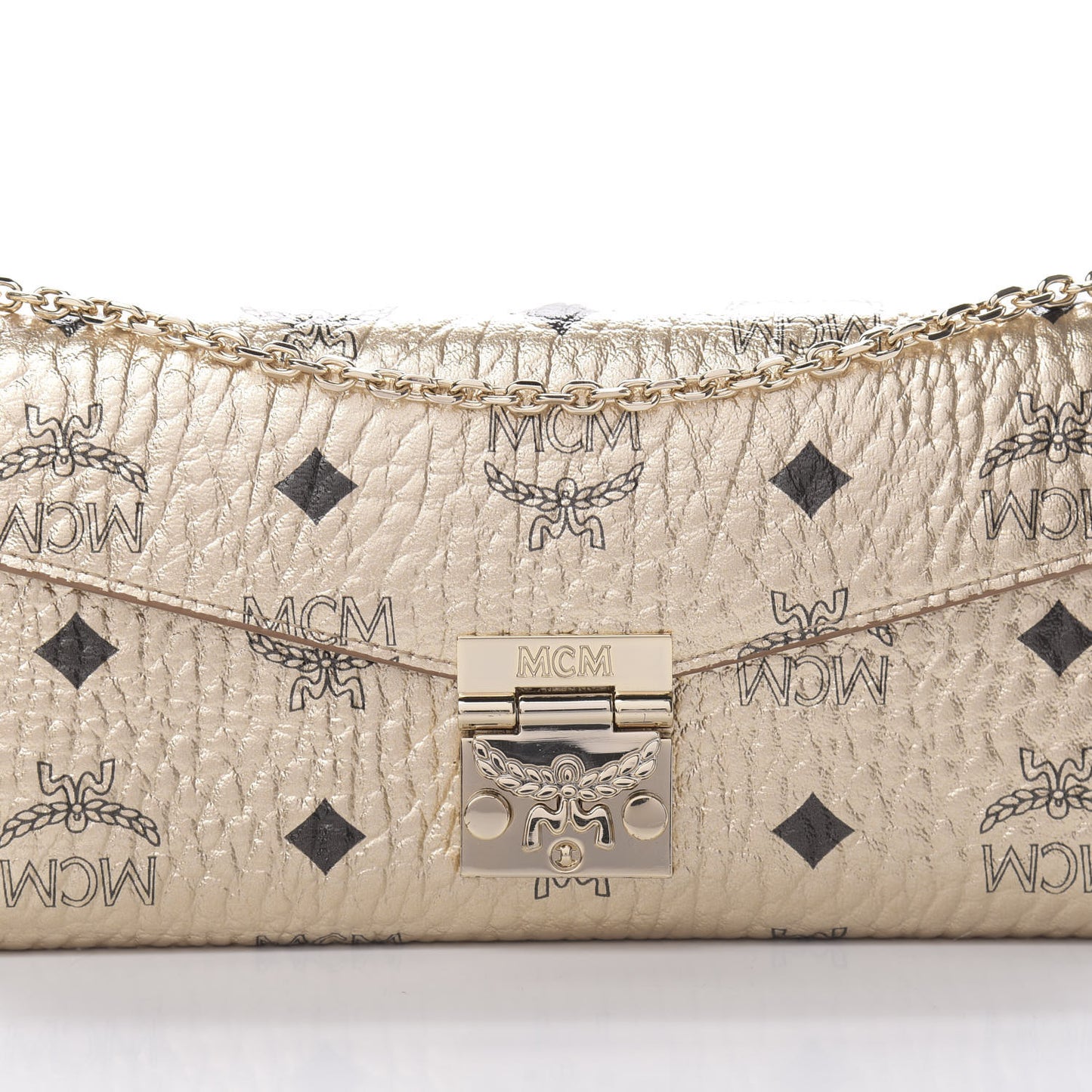 Metallic Visetos Patricia Wallet On Chain Gold