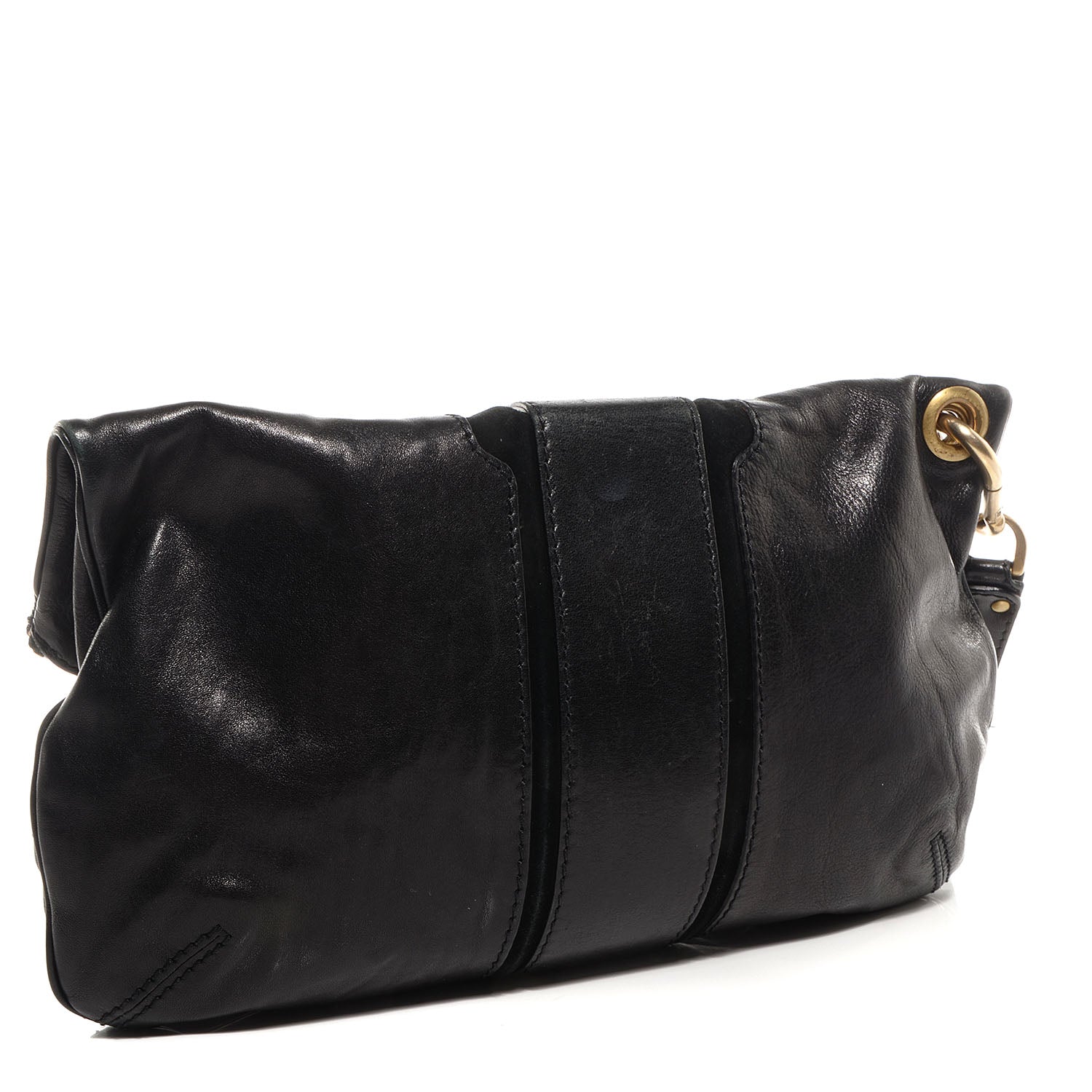 Jimmy Choo Calfskin Suede Marin Foldover Clutch Black 3 of 8