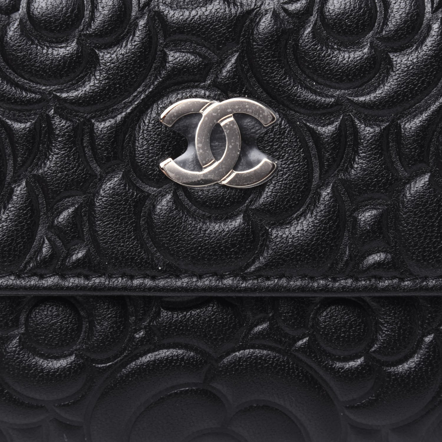 Chanel Lambskin Camellia Embossed Chain Belt Bag Black 11 of 13