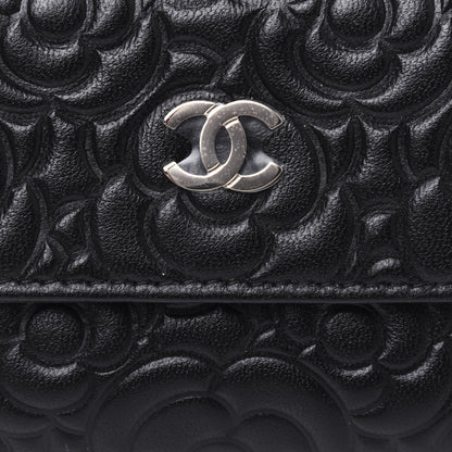 Chanel Lambskin Camellia Embossed Chain Belt Bag Black 11 of 13